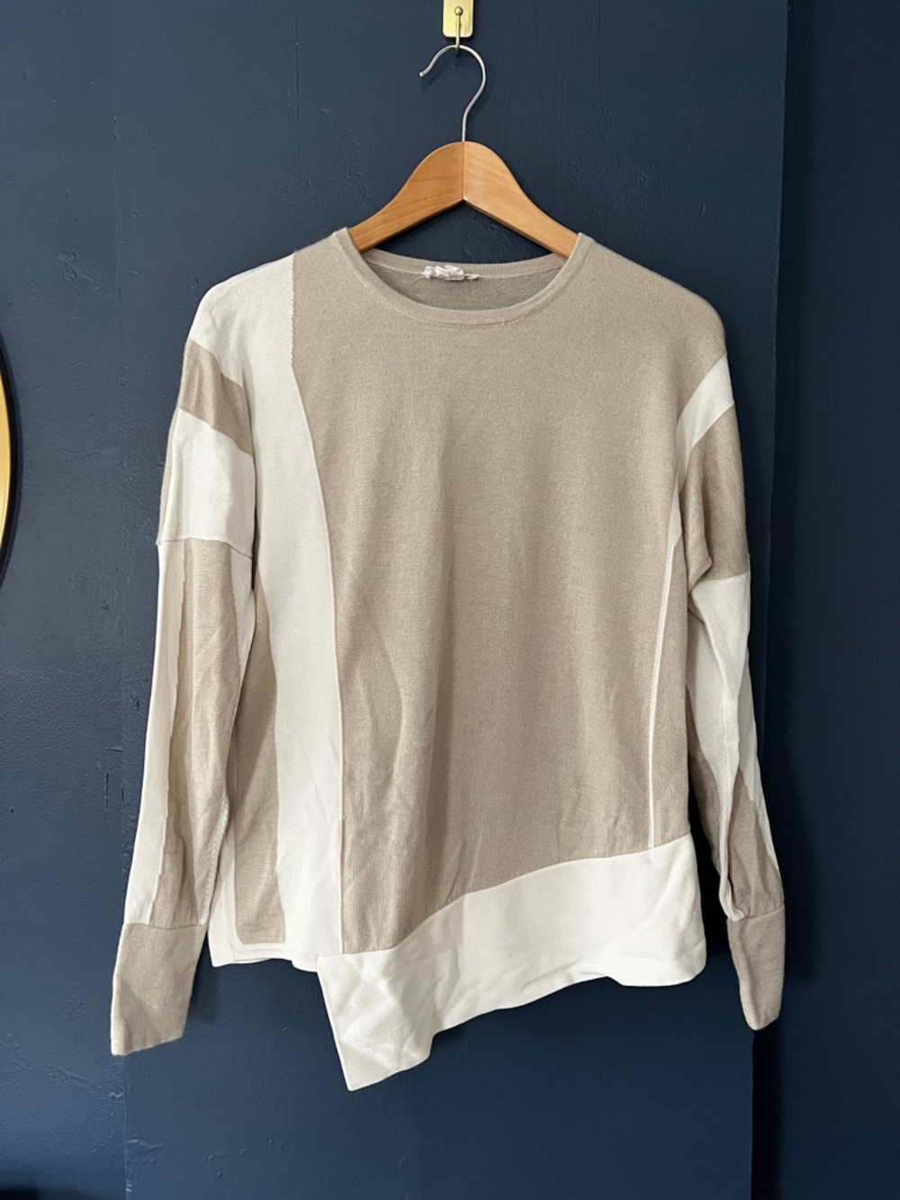 Helmut Lang Neutral Colorblock Knit Top